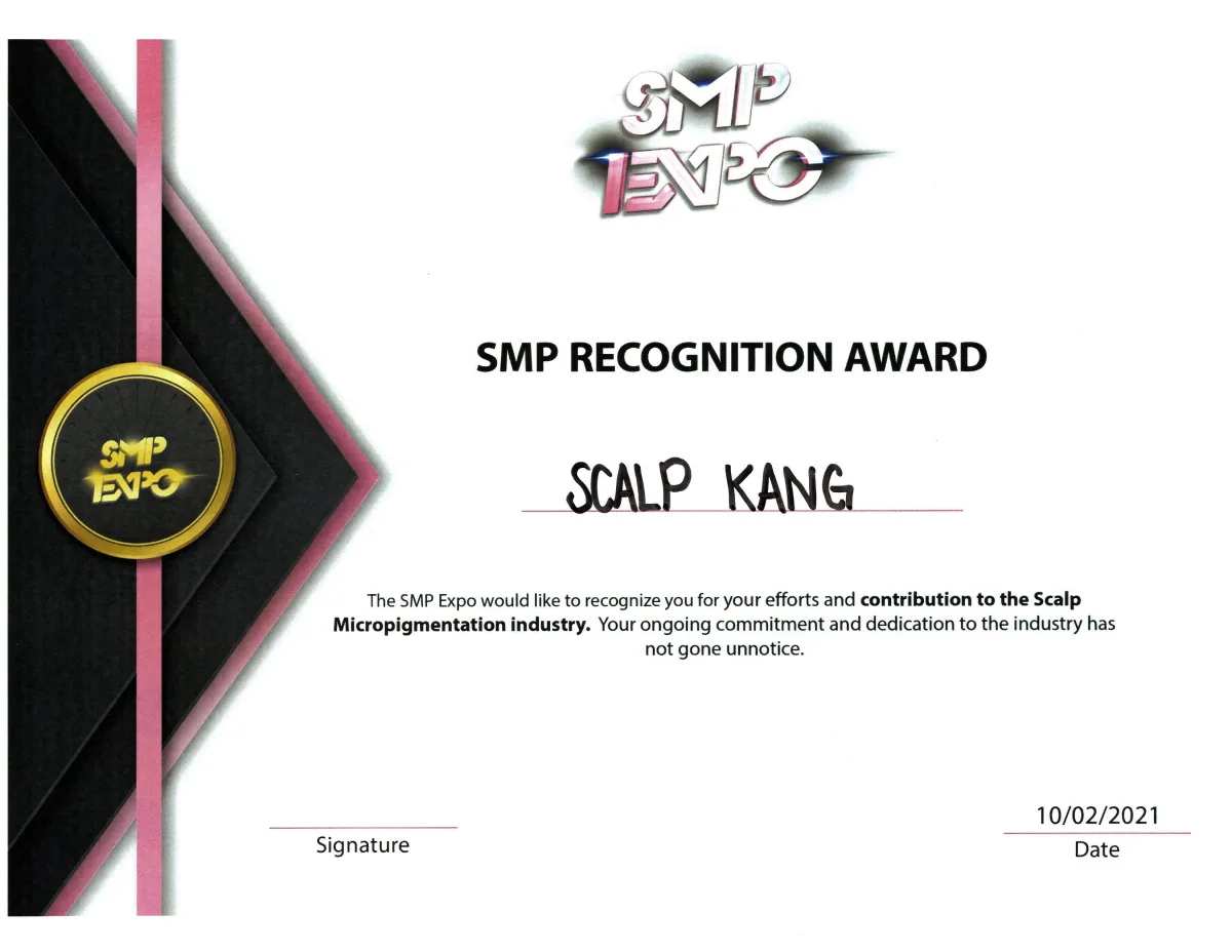 SMP EXPO Recognition Award
SMP EXPO에서 두피문신 산업 기여 공로를 인정받아 Recognition Award를 수상하였습니다.
2021.10.02