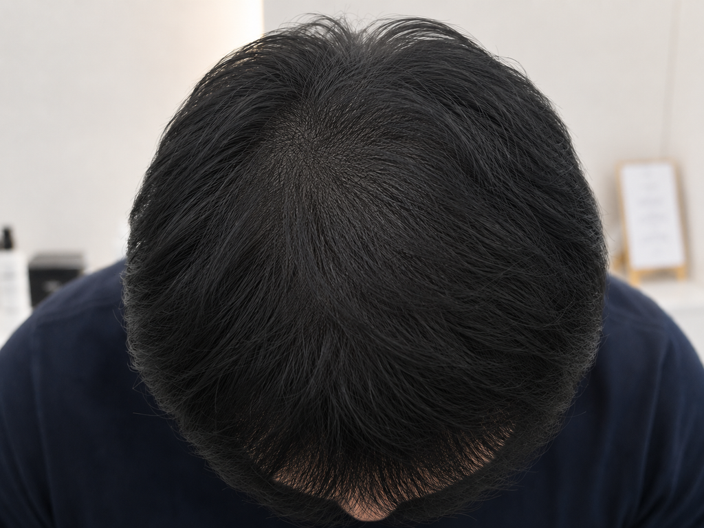 정수리 SMP 시술 후 자연스럽게 보완된 모발 밀도